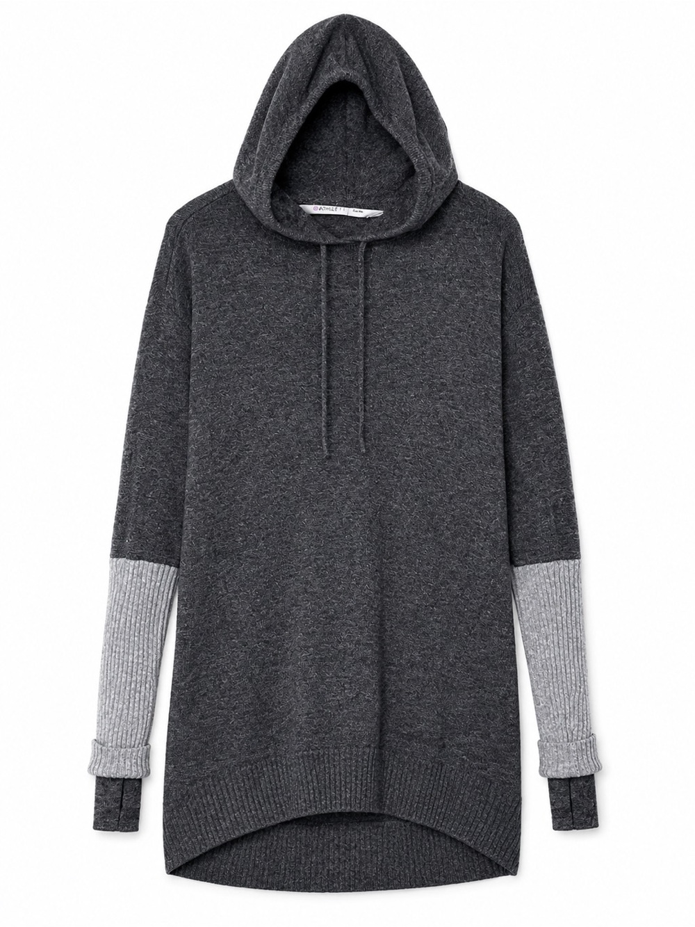 Athleta Women’s XS Hooded Tunic Sweater Gray Cozy Athleisure Pullover